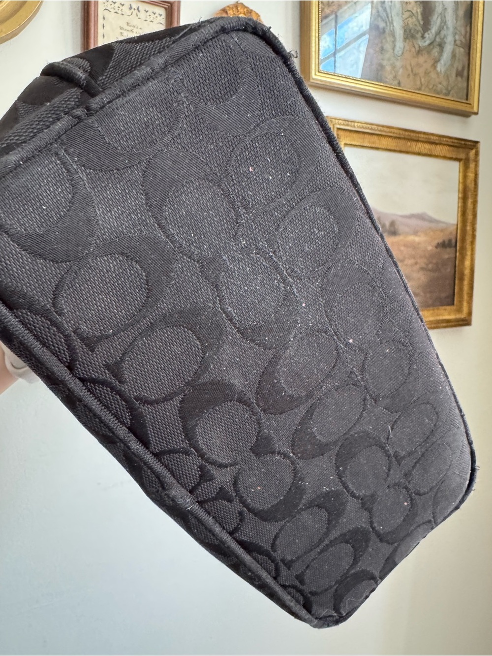 Vintage Coach Soft Signature Demi Black Jacquard Shoulder Bag #6044 Y2K - Picture 7 of 11